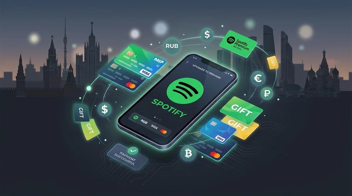 Spotify Premium: иллюстрация к статье «Как оплатить Spotify Premium из России в 2026 году»